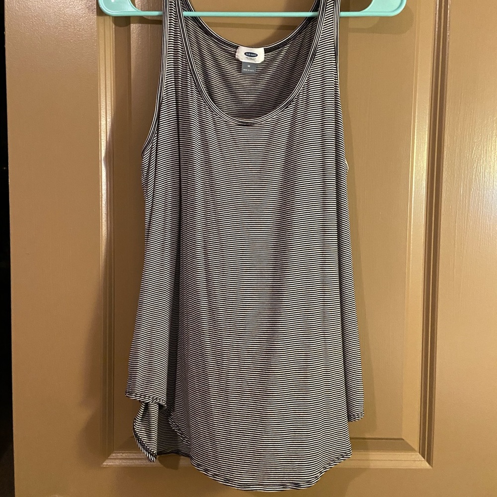 Old Navy Black and White Striped Tank Top